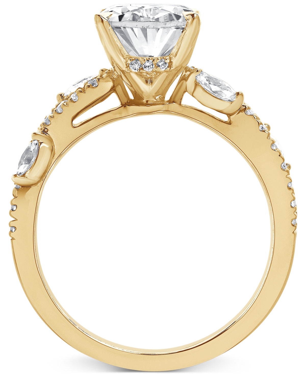 Badgley Mischka Igi Certified Lab Grown Diamond Oval Engagement Ring (3-1/5 Ct. T.w.) In 14k Yellow, White Or Rose G In Yellow Gold