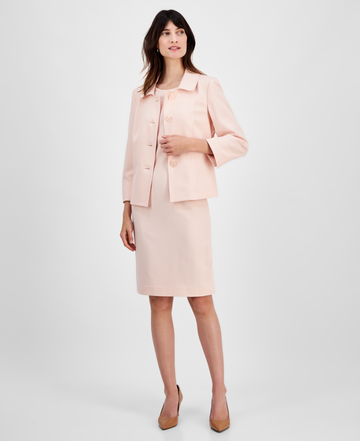 Le Suit Women's Seamed Dress Suit, Regular & Petite In Nude