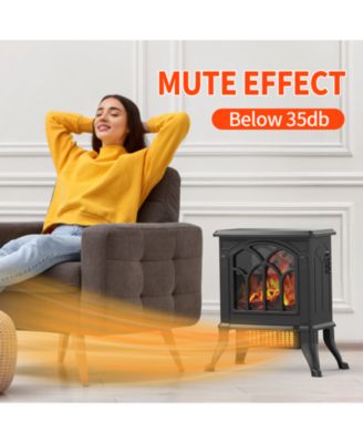 16in 1500W Electric Fireplace 3D Flame Space Heater Indoor