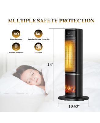 1500W Oscillating Ceramic Tower Electric Space Heater with Remote Control