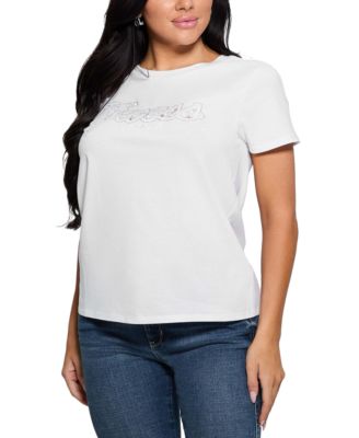 GUESS - Women's Script Lace Logo Easy Cotton T-Shirt