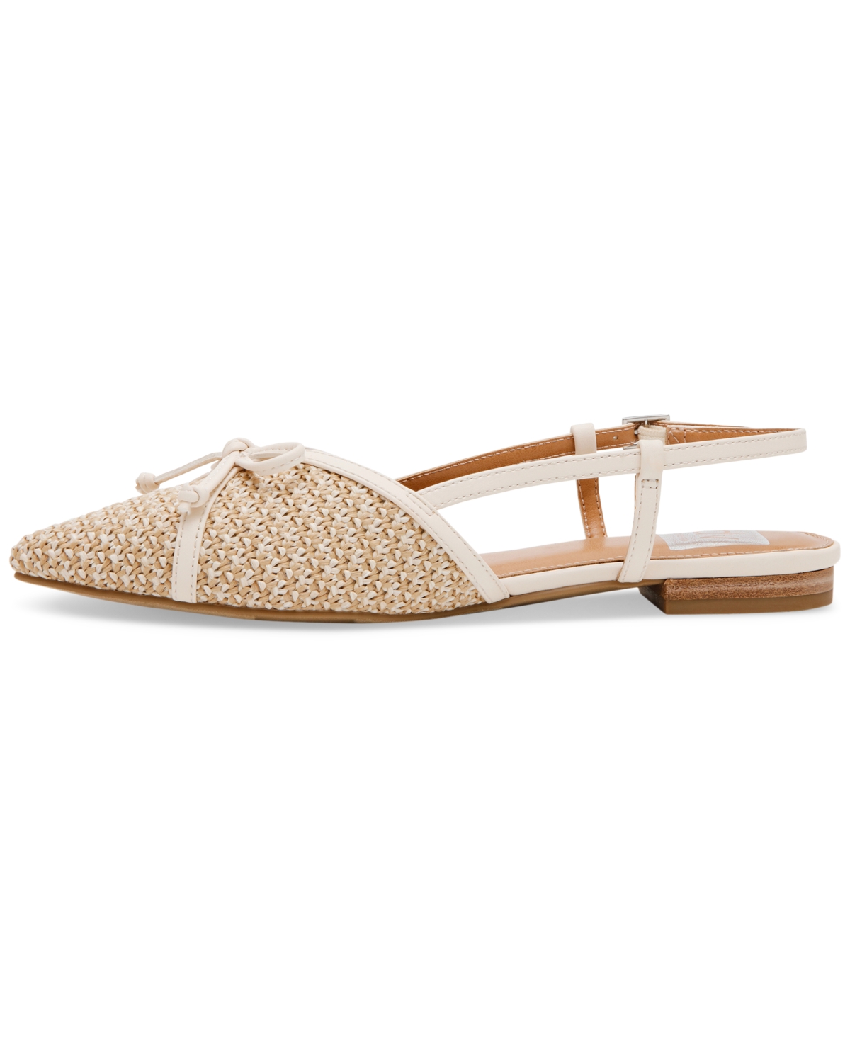 Dv Dolce Vita Women's Carsen Bow Pointed-toe Slingback Flats In Cream,raffia