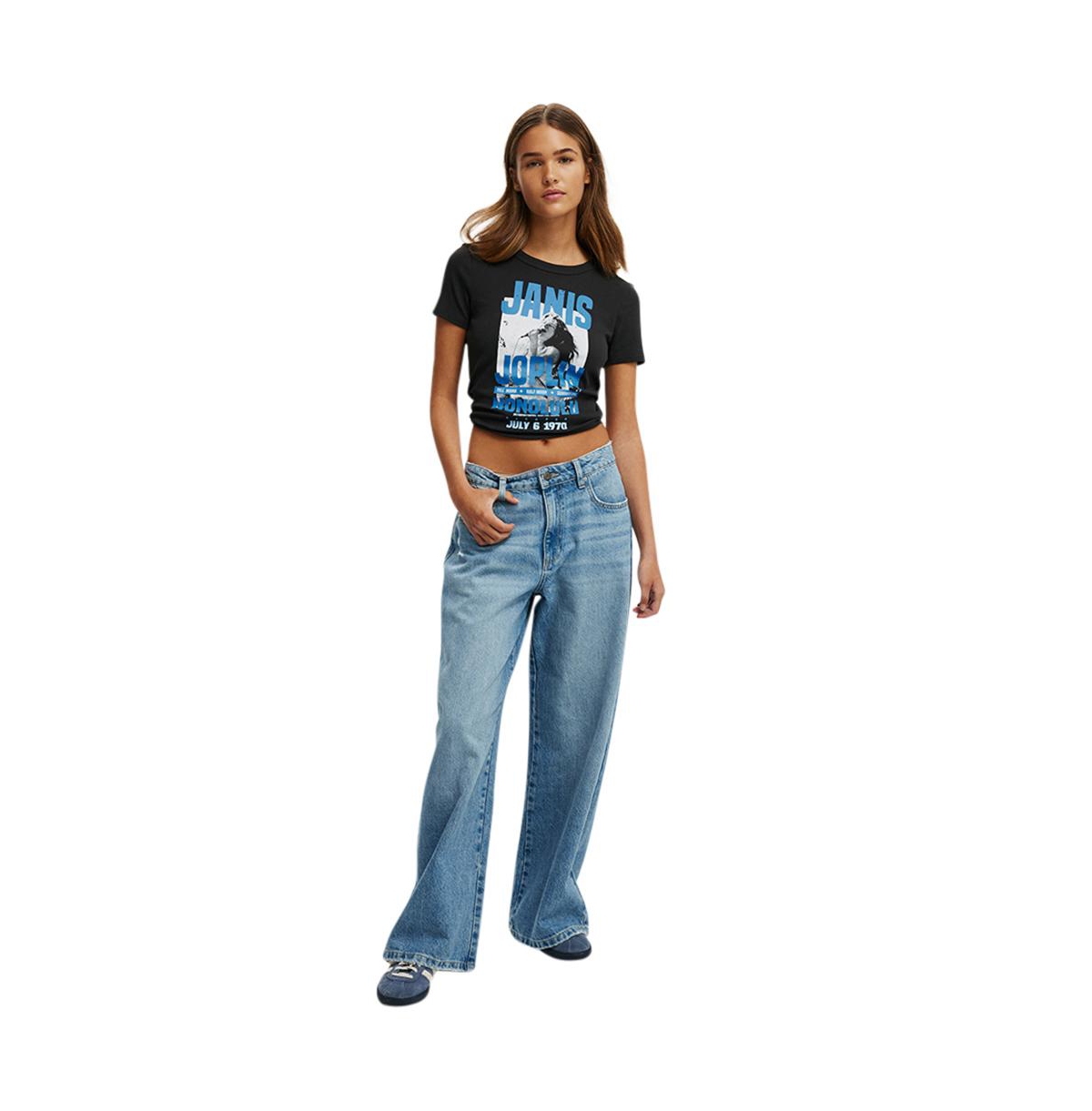 Cotton On Women's Fitted Lcn Graphic Longline Tee - washed black