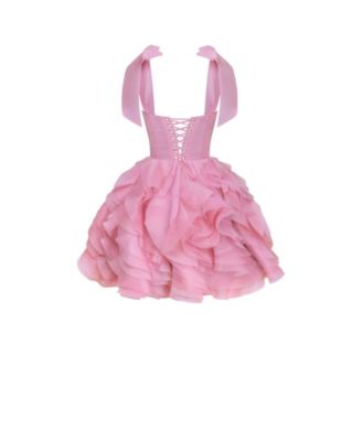 Women's Danceable Mini With Ruched Flower Appliques