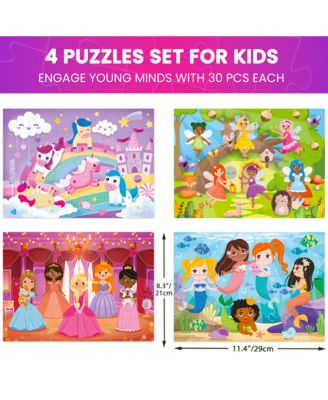 4 x 30 Pieces Jigsaw Puzzles for Toddlers 3-5 - Dinosaur, Animals, Meadow Girls
