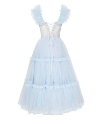 Women's Ruffled Tulle Midi Dress