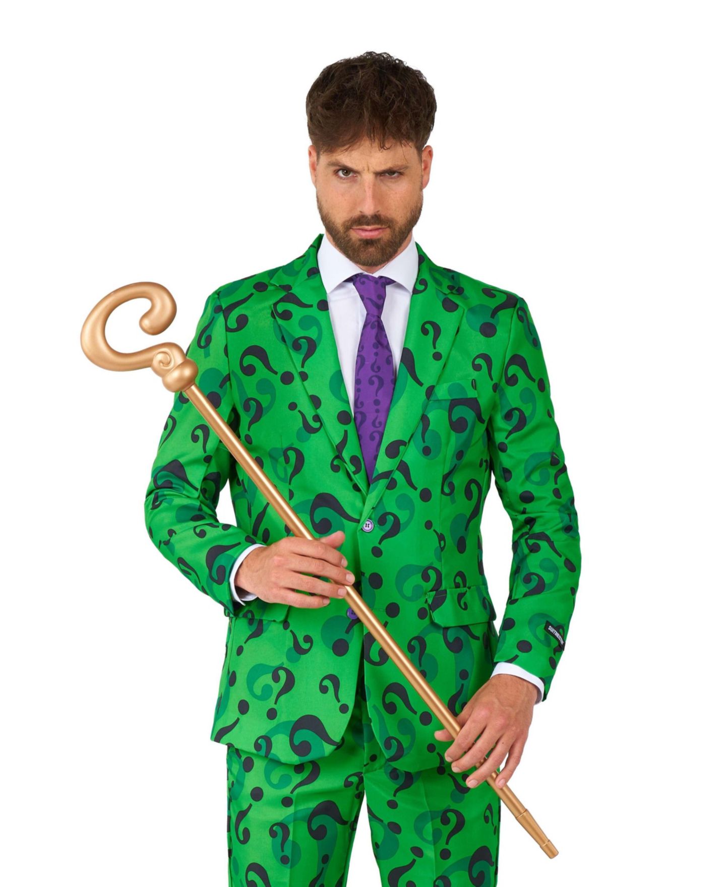 Мужской костюм на Хэллоуин Suitmeister в образе Загадочника (The Riddler), цвет: Зелёный — фото 4