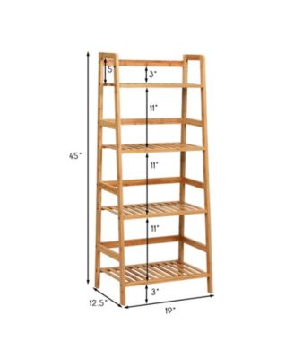 4-Tier Bamboo Plant Rack with Guardrails Stable and Space-Saving-Natural