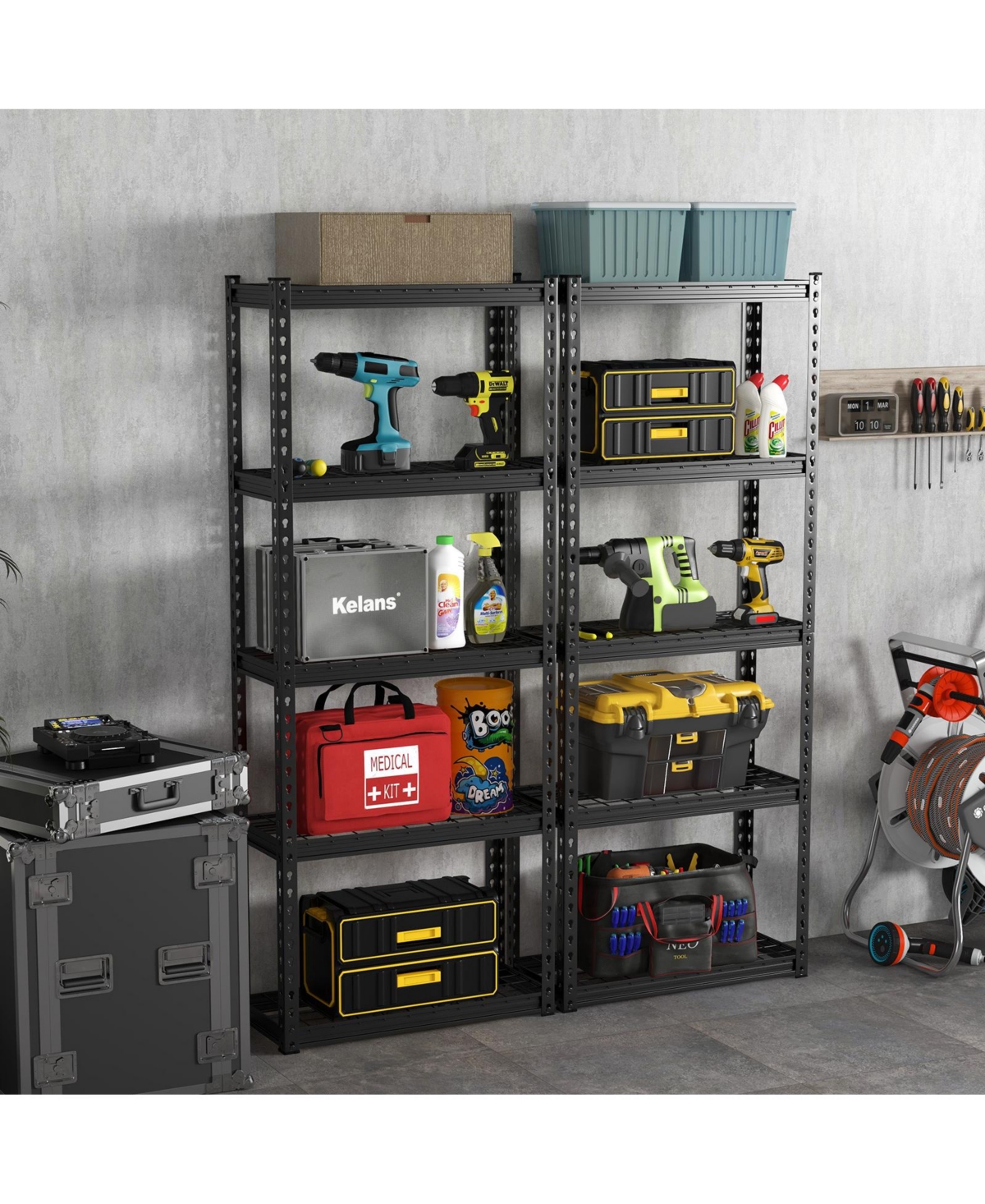 Sugift 5-Tier Heavy Duty Wire Storage Racks with Anti-slip Foot Pad- Black