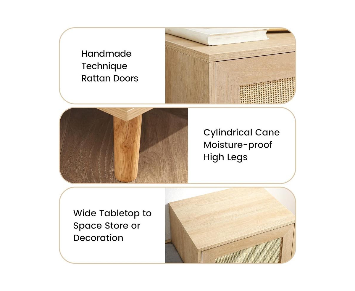 gaomon Rattan Shoe Storage Bench, Modern Shoe Storage Cabinet with Cushion and Adjustable Shelves, Narrow Shoe Organizer with Cabinet for Entryway, Ha