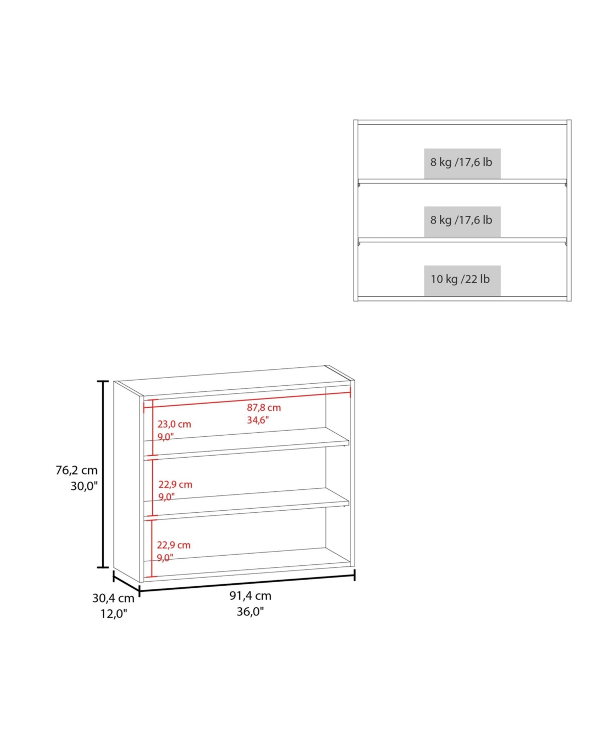 Fm Furniture Chinle Wall Cabinet in Melamine with Open Storage,- White