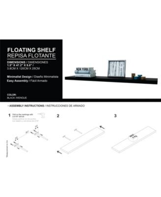 Greer Floating Shelf in Melamine x2, Black