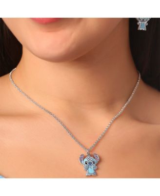 Lilo & Stitch Pave Crystal Pendant Necklace - Cute Character Jewelry