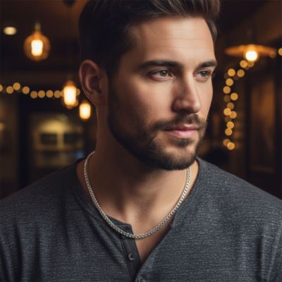 Heavy Duty Biker Jewelry Gold Plated Silver Tone Stainless Steel 6MM Flat Square Wheat Link Foxtail Chain Necklace