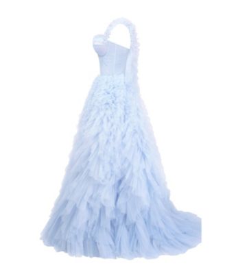 Women's Light Blue All Ruffled Up Eveng Fluffy Dress