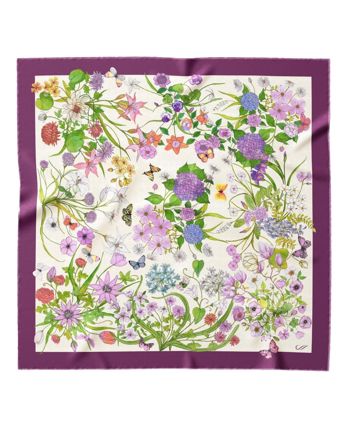 Flora - Hand Rolled Silk Foulard for Women - Berry
