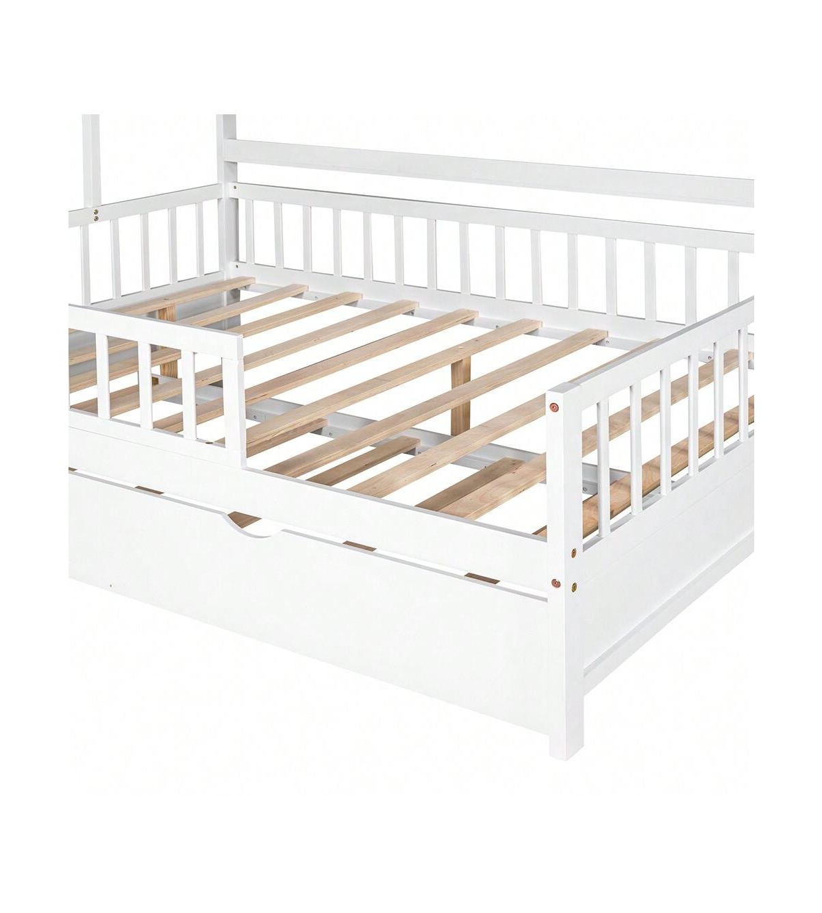 gaomon Size House Bed With Twin Size Trundle Wooden Size Platform Bed Frame With Storage Shelves For Kids Teens Girls Boys