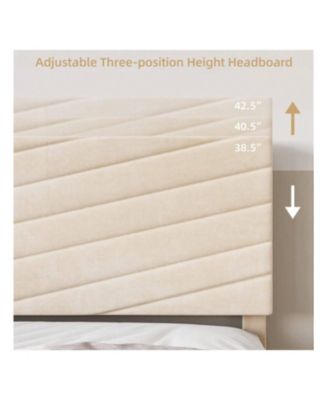 gaomon Upholstered Bed Frame â€“ Full/Queen/King Size Velvet Platform Bed with Adjustable Headboard, Noise-Free Design, No Box Spring Needed