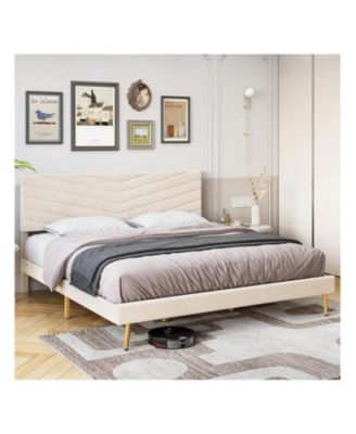 gaomon Upholstered Bed Frame â€“ Full/Queen/King Size Velvet Platform Bed with Adjustable Headboard, Noise-Free Design, No Box Spring Needed