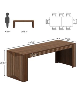 Farmhouse Dining Table for 6-8 People, 78.7-Inch Rectangular Wood Dining Table, Rustic Kitchen Table with Heavy Duty Wood Legs for Dining Room