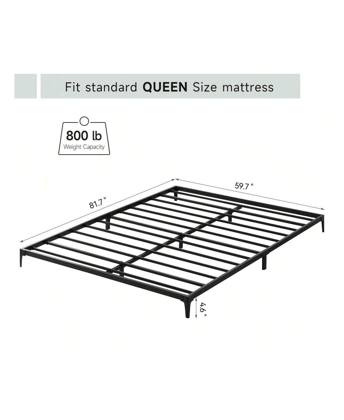 gaomon Bed Frame, 6 Inch Metal Bed Frame, Heavy Duty Platform, Sturdy Steel Slat Platform, No Noise, No Box Spring Mattress Required, Huge Storage Spa