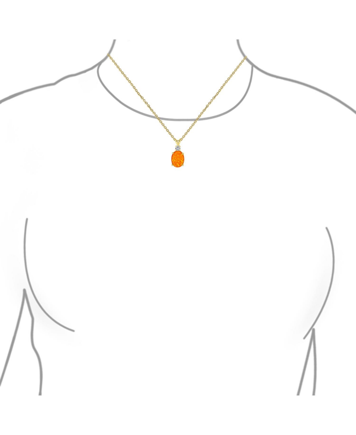 Bling Jewelry Classic Simple Cz Accent 5CT 8x10MM Oval Solitaire MexicanCreated Opal Pendant Necklace For Women .925 Sterling Silver 16-18 Inc