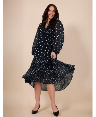 Maternity Woven Wrap Long Sleeve Midi Dress - Motherhood