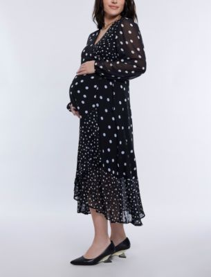 Maternity Woven Wrap Long Sleeve Midi Dress - Motherhood