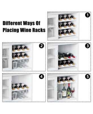 Wine Bar Cabinet with Detachable Wine Rack, Bar Rack Cabinet with Glass Holder and 1 Drawer, Mesh Door, Small Sideboard