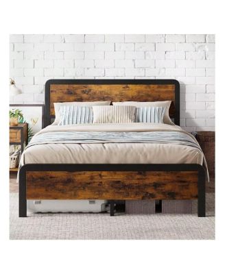 Twin/Full/Queen Platform Bed Frame With Wooden Headboard And Footboard, Sturdy Metal Slat Support, Mattress Base, No Box Spring Required