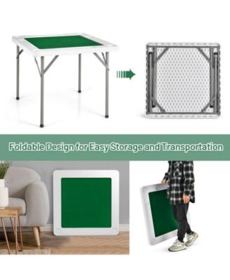 4-Player Mahjong Game Table with Iron Frame