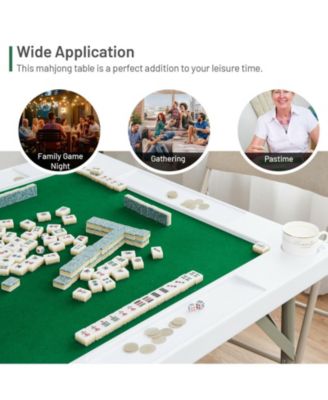 4-Player Mahjong Game Table with Iron Frame