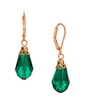 Gold-Tone Crystal Faceted Drop Earrings
