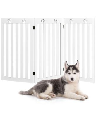 36 Inch Folding Wooden Freestanding Pet Gate Dog Gate with 360° Flexible Hinge