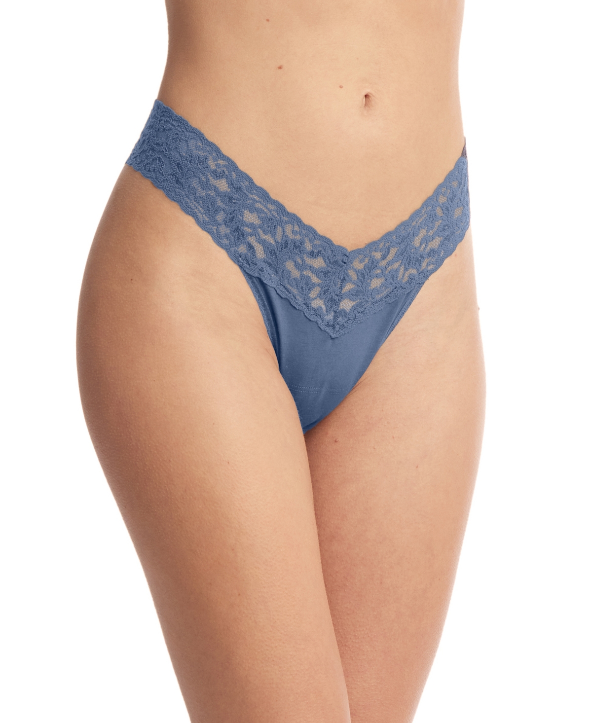 Hanky Panky Cotton With A Conscience Original-rise Thong In Washed Indigo Blue
