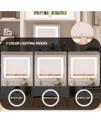 Vanity with Lighted Mirror and Stool – Closet Drawer Makeup Table