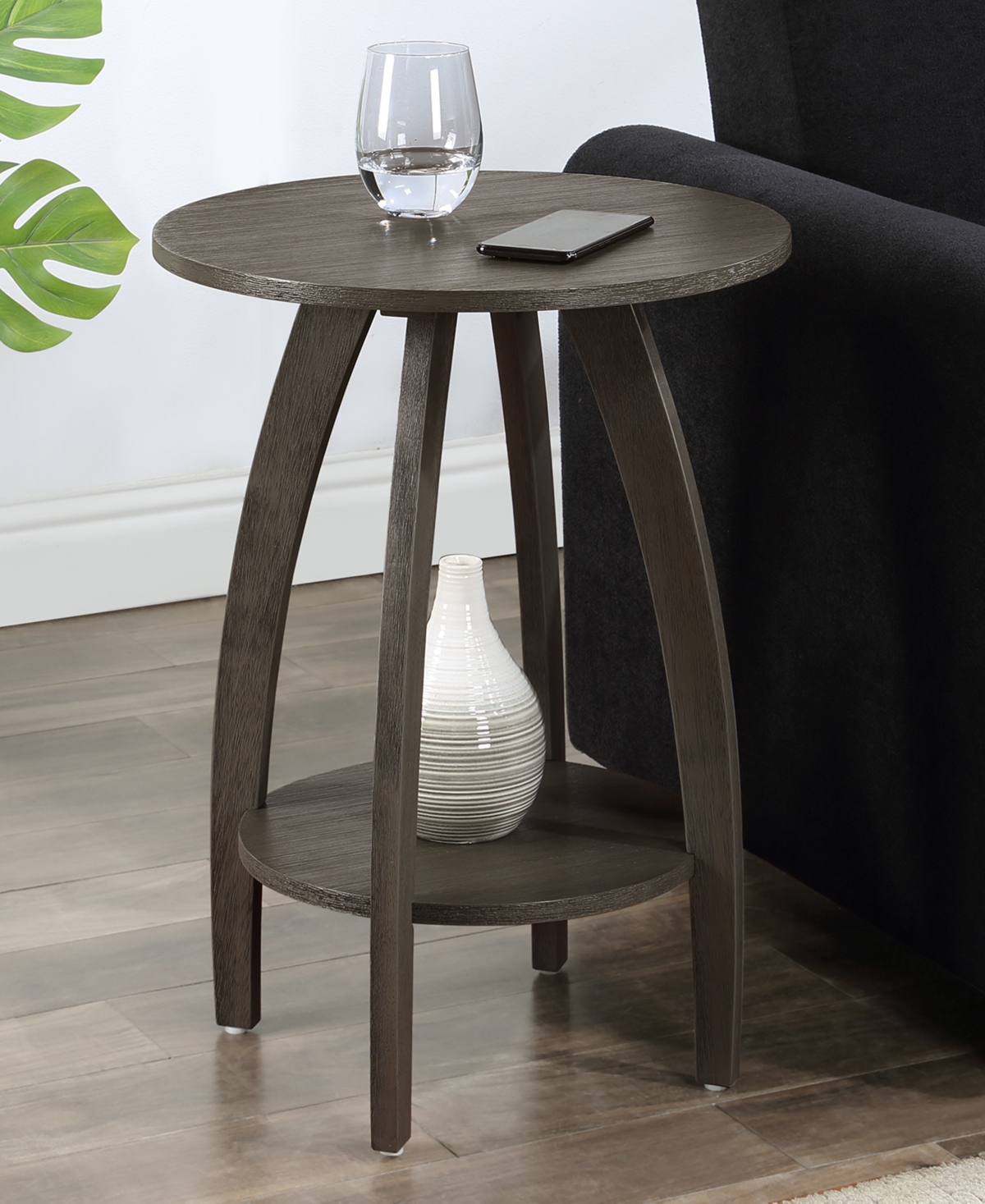 Convenience Concepts 17.75" Aldrin End Table With Shelf In Wirebrush Dark Gray