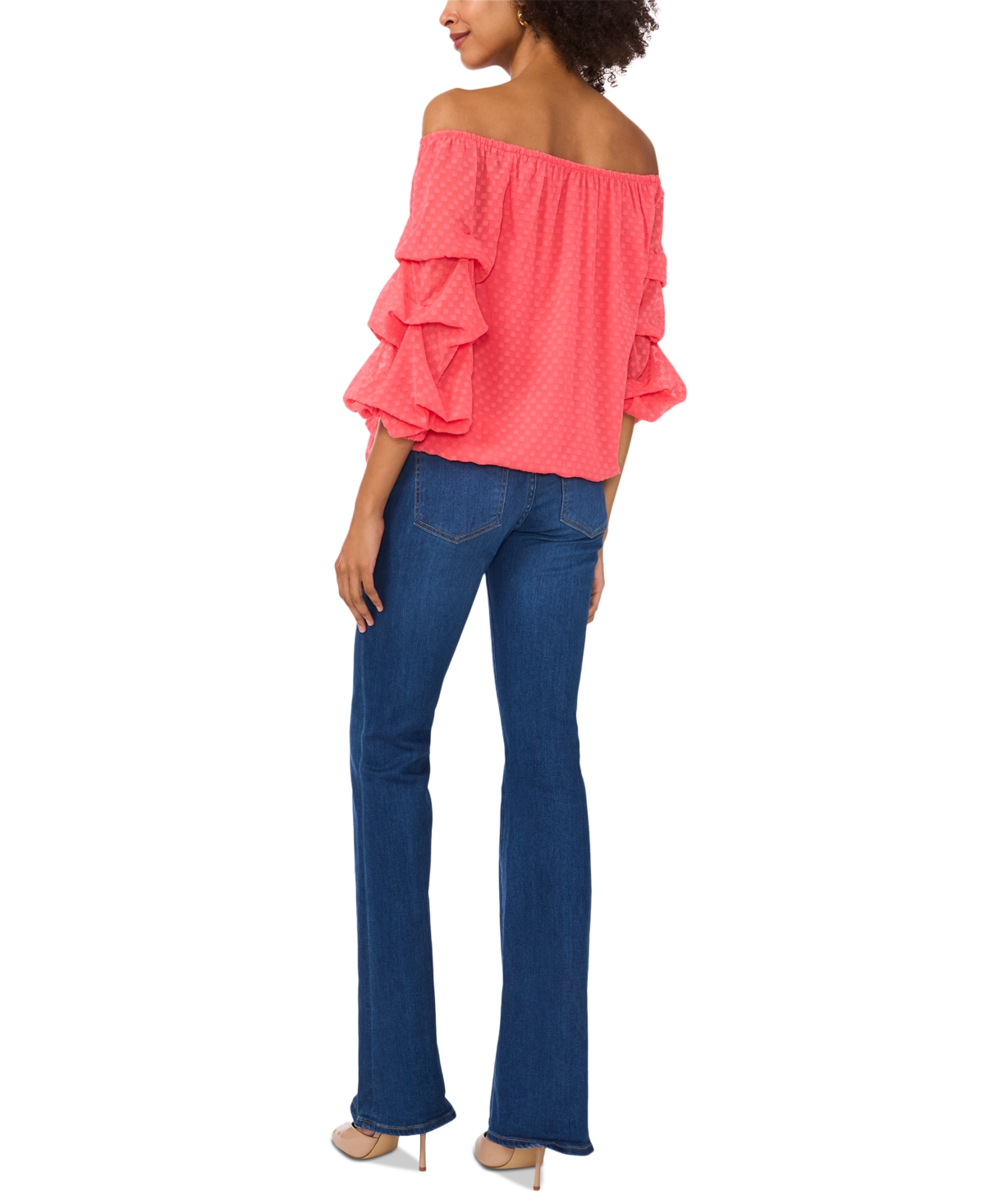 Vince Camuto Women's Textured Off-the-Shoulder Bubble-Sleeve Top
