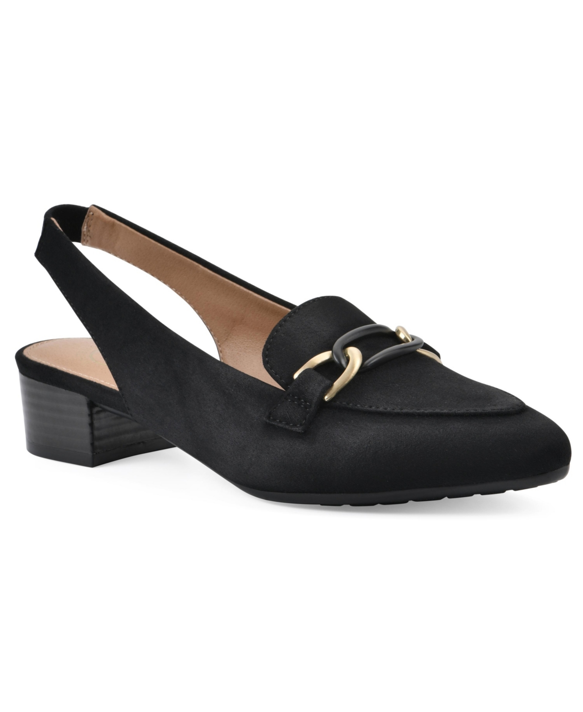 White Mountain Boreal Low Heel Slingbacks In Black Fabric
