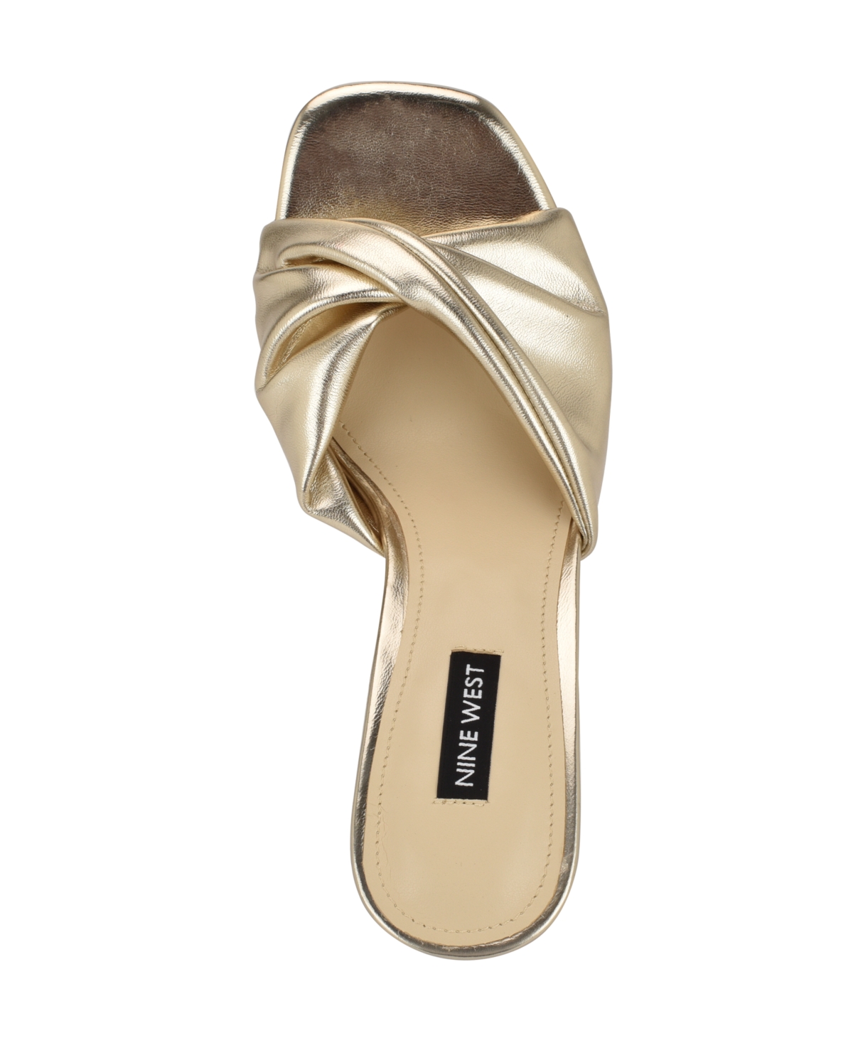 Shop Nine West Women's Nikhil Slip-on Square Toe Wedge Sandals In Gold