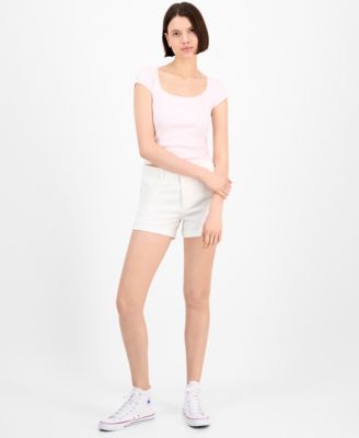 Juniors' 4" High-Rise Curvy Denim Shorts 