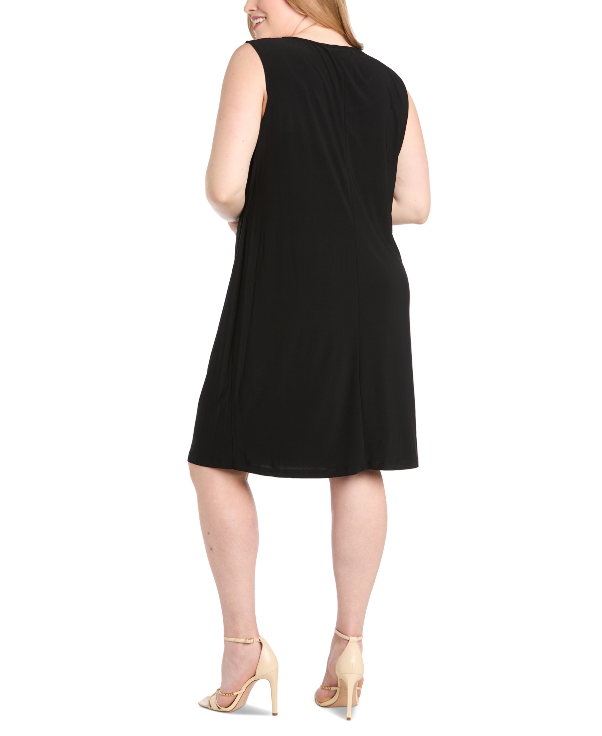 R & M Richards Plus Size 3D Floral Mesh Jacket & Necklace Dress Set