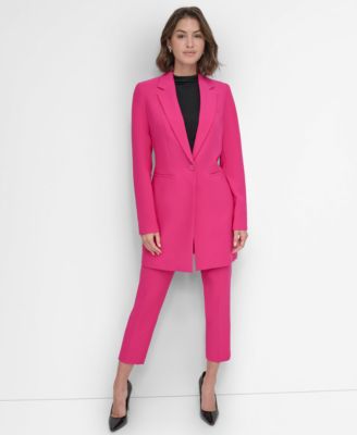 Petite One Button Longline Blazer Ankle Pants