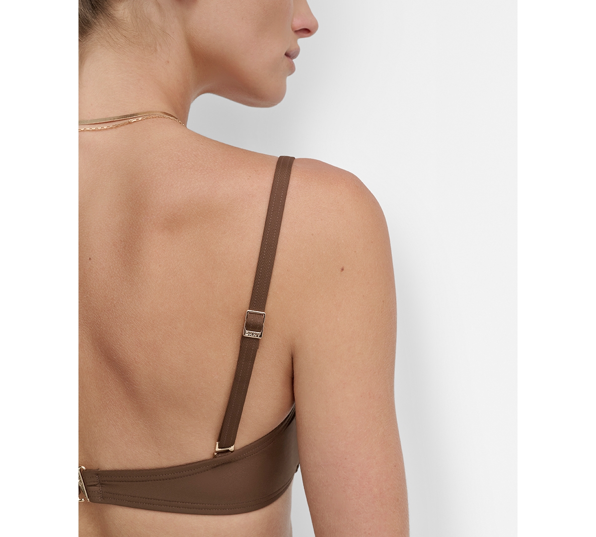 DKNY WOMEN'S SHIRRED U-WIRE BANDEAU BIKINI TOP 