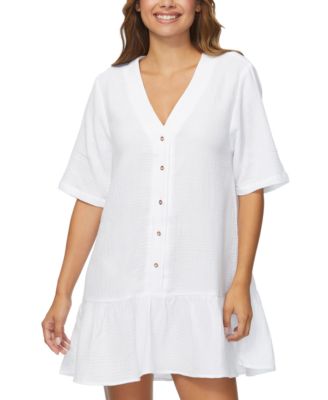 Raisins - Juniors' Sol Cotton V-Neck Elbow-Sleeve Cover-Up