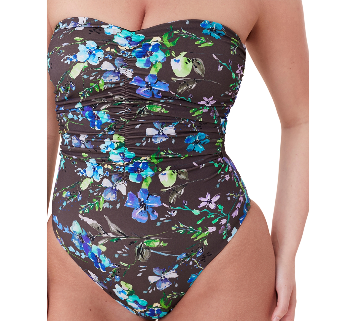 Andie Women's Pana Floral Print Sweetheart Bandeau Ruched Center One-piece Swimsuit In Wildflowers