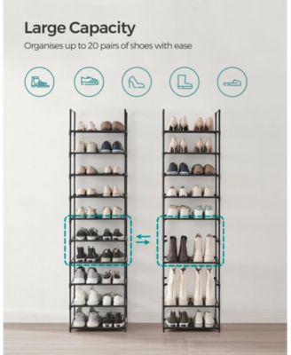 Metal Frame and Fabric Shelves 10-Tier Shoe Rack Organizer