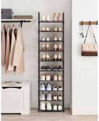 Metal Frame and Fabric Shelves 10-Tier Shoe Rack Organizer