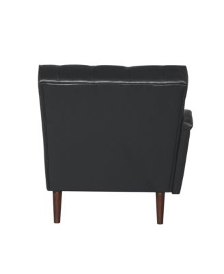 Black Tufted Chaise Lounge with Pillow and Wood Legs