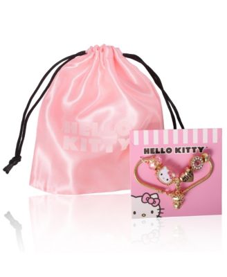 Sanrio 7'' Fashion Charm Bead Bracelet with Pink and Gold Tone Enamel Beads